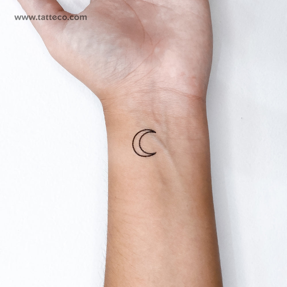 Tatuaje temporal de contorno de luna creciente (juego de 3)