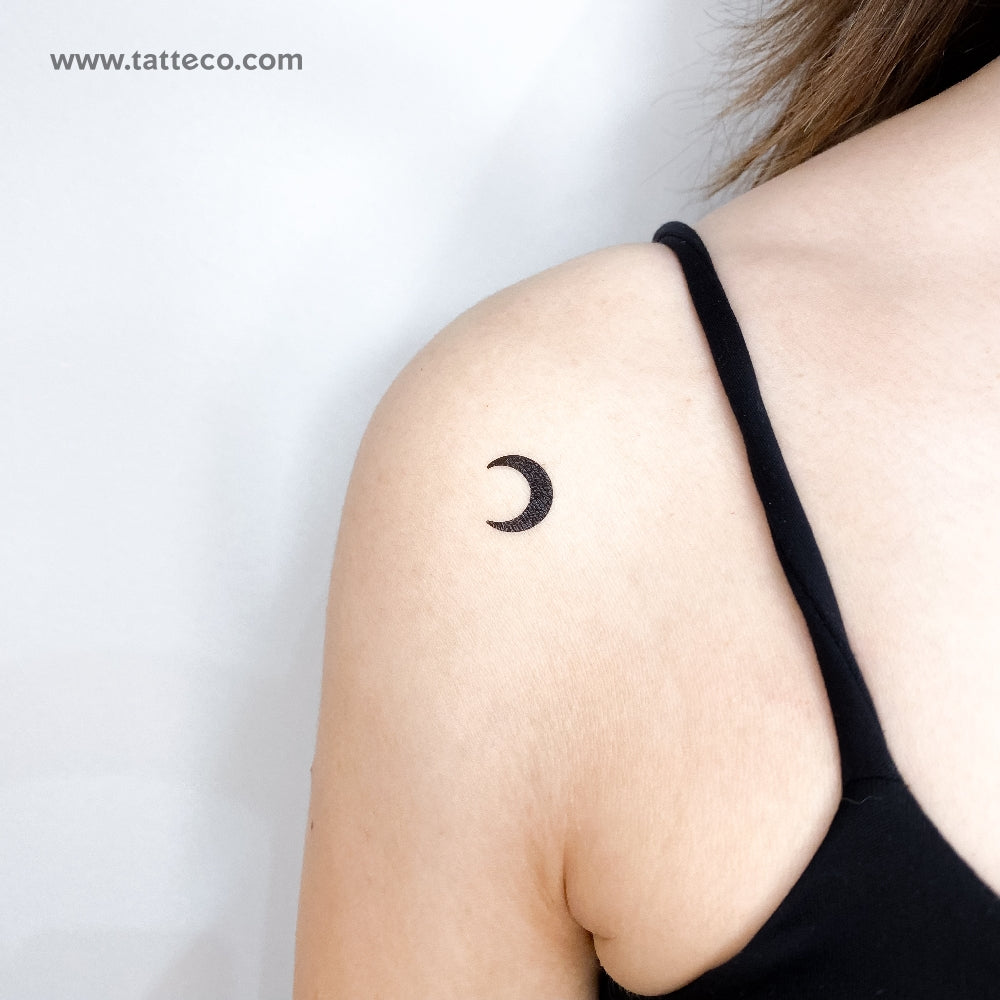 Black Crescent Moon Temporary Tattoo - Set of 3