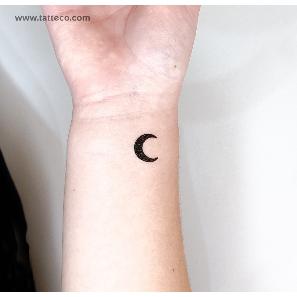 Black Crescent Moon Temporary Tattoo - Set of 3
