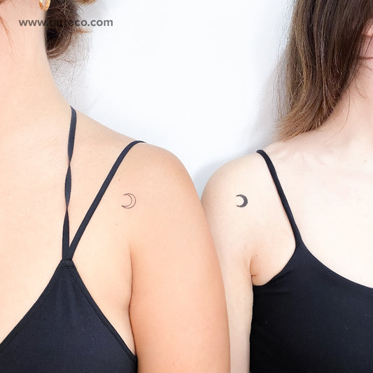 Tatuajes temporales de luna creciente a juego - Set de 3+3