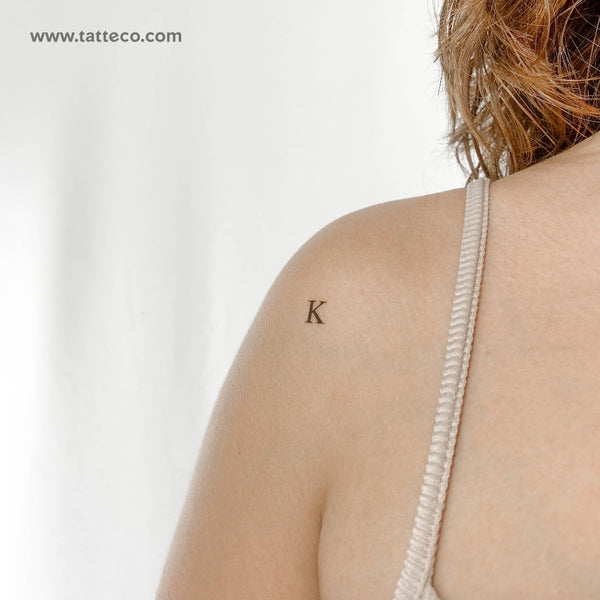 K Serif Capital Letter Temporary Tattoo - Set of 3