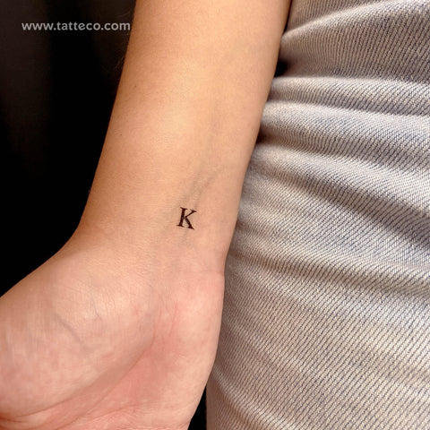 K Serif Capital Letter Temporary Tattoo - Set of 3