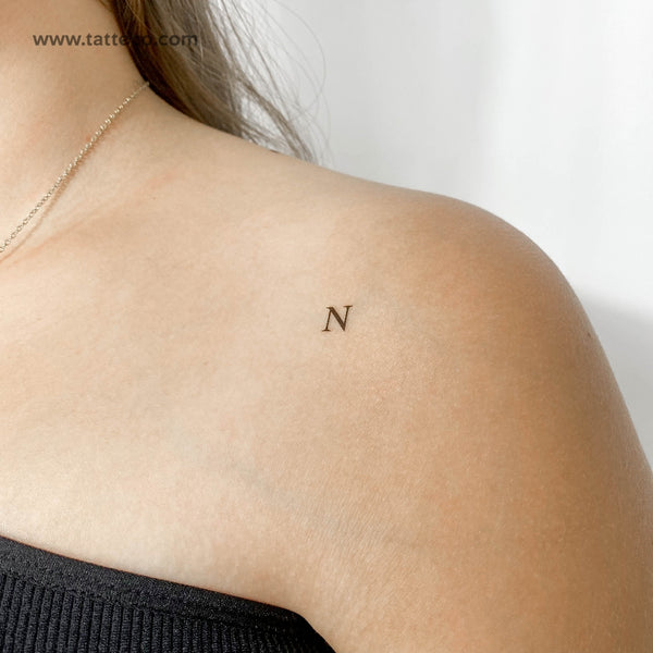 N Serif Capital Letter Temporary Tattoo - Set of 3