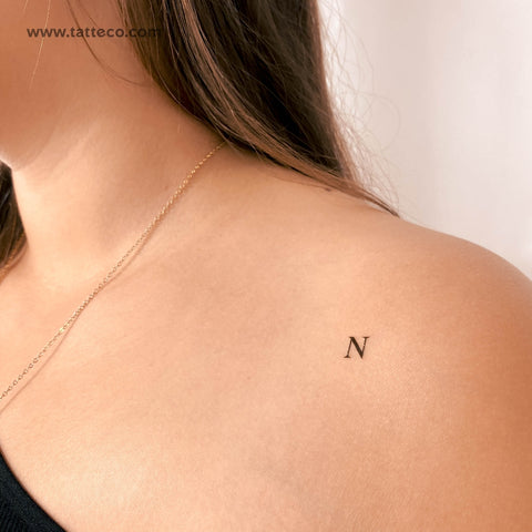 N Serif Capital Letter Temporary Tattoo - Set of 3