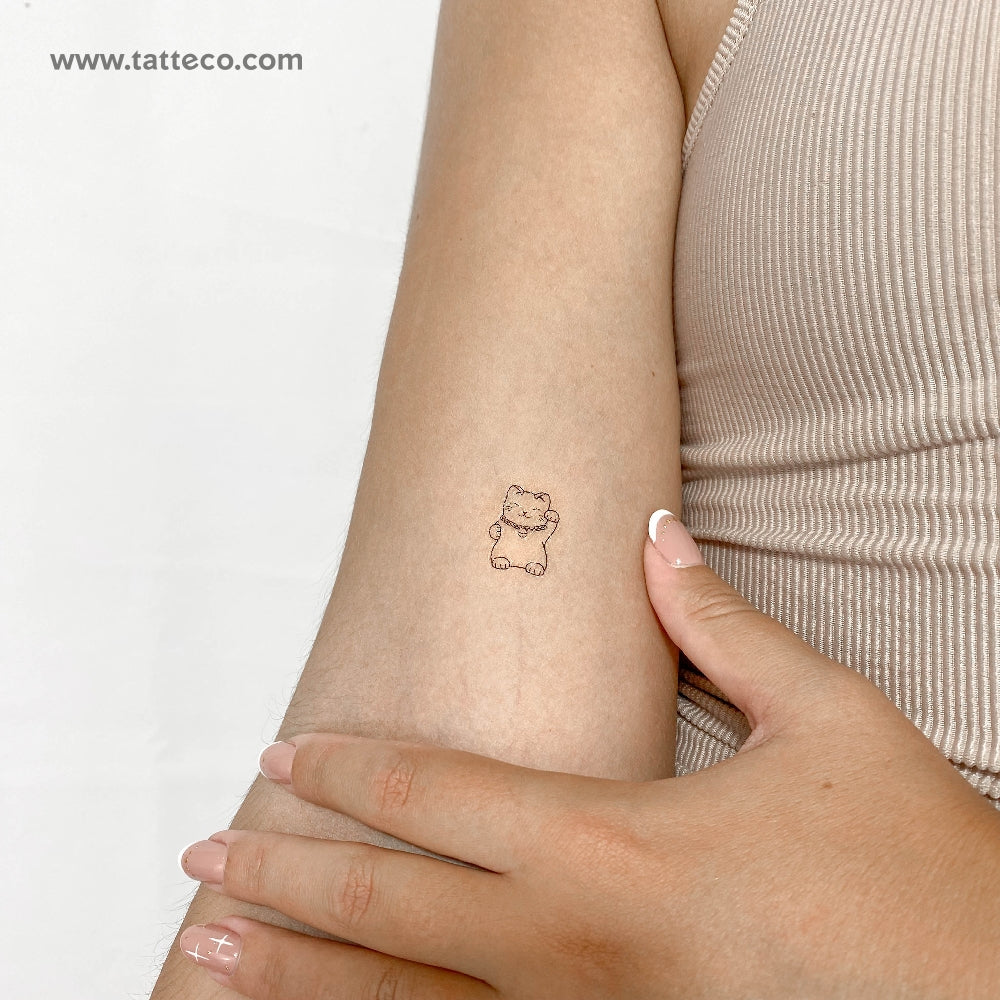 Maneki-neko Cat Temporary Tattoo - Set of 3