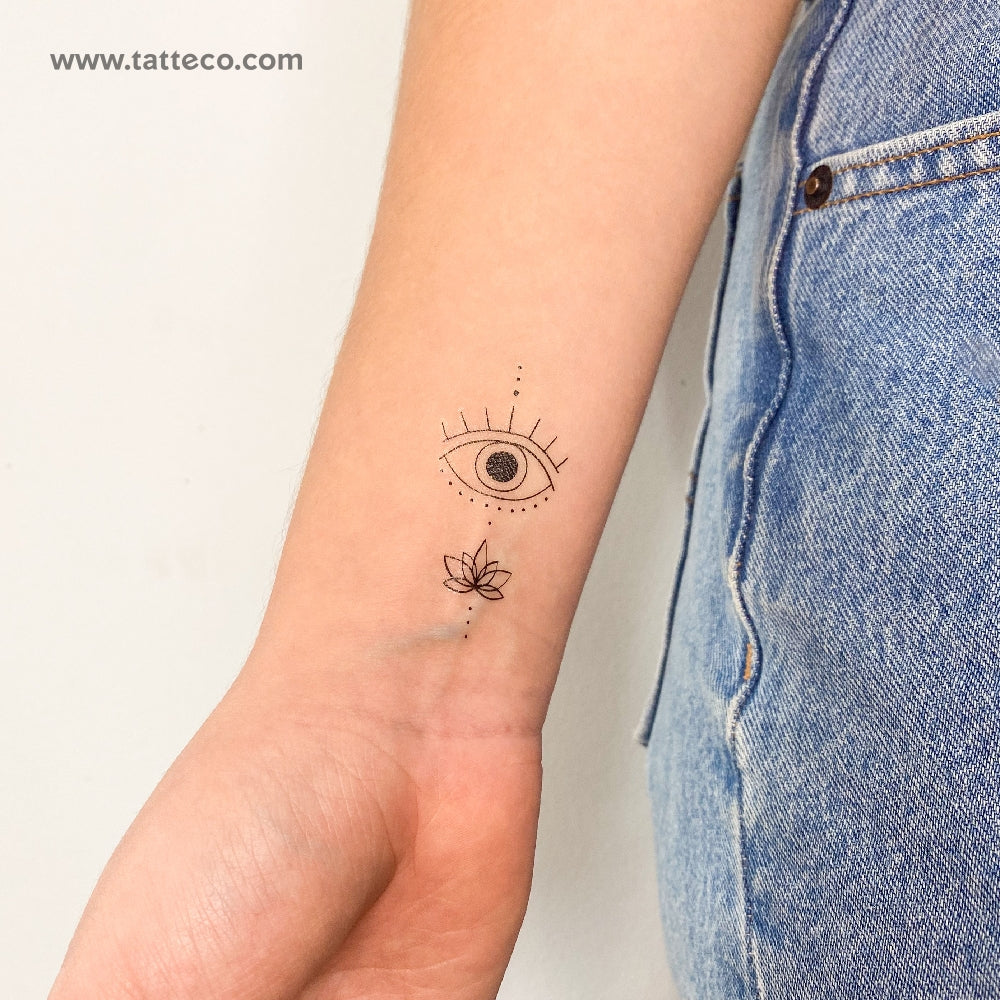 Tatuaje temporal de ojo y loto de 1991.ink - Juego de 3