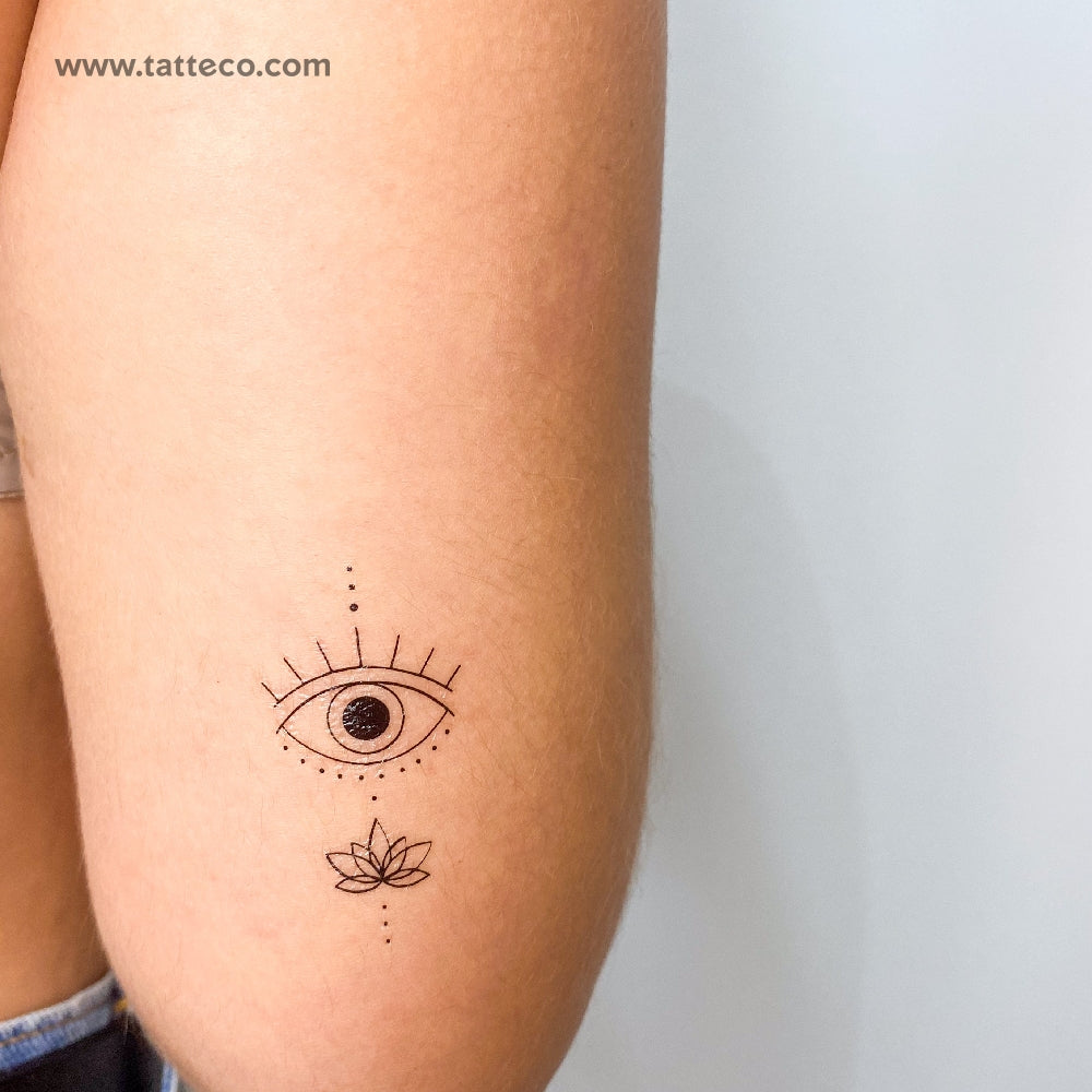 Tatuaje temporal de ojo y loto de 1991.ink - Juego de 3