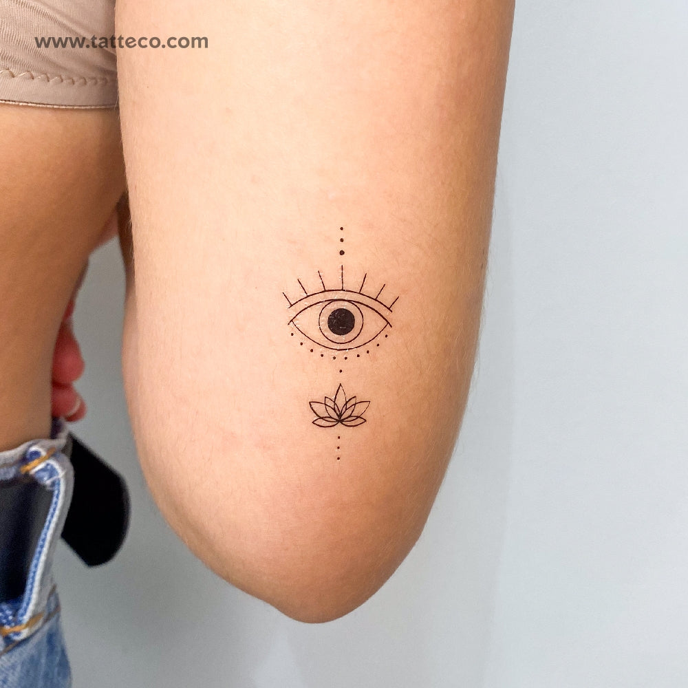 Tatuaje temporal de ojo y loto de 1991.ink - Juego de 3