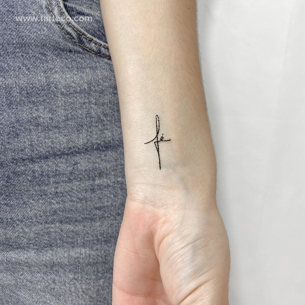 Tatuaje temporal de cruz de Fé pequeña - Juego de 3