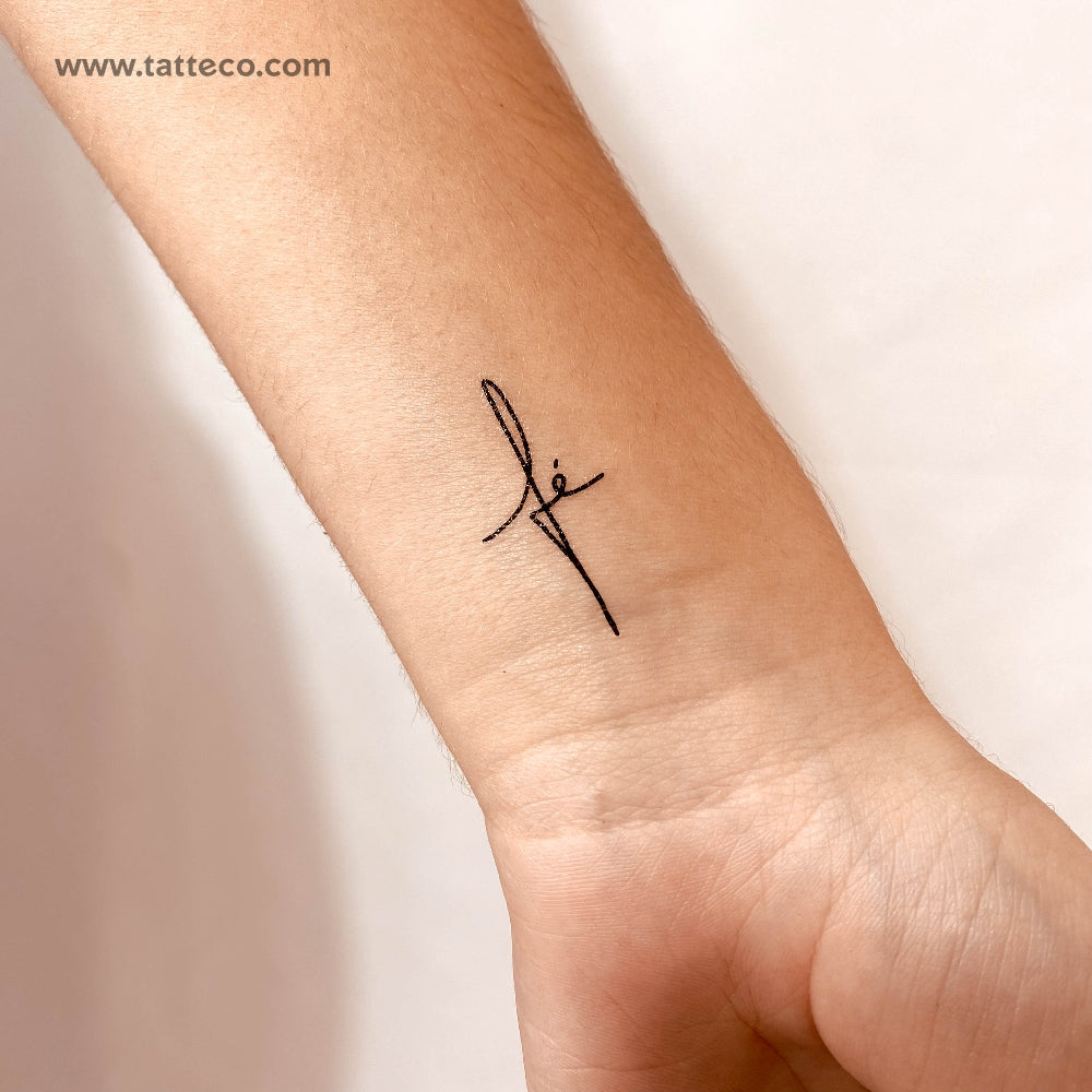 Tatuaje temporal de cruz de Fé pequeña - Juego de 3