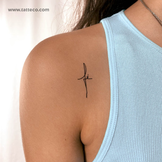 Tatuaje temporal de cruz de Fé pequeña - Juego de 3