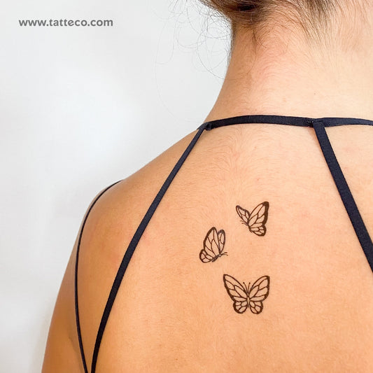 Tatuaje temporal de tres mariposas (juego de 3)
