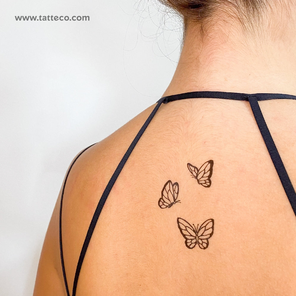 Three Butterflies Temporary Tattoo - Set of 3