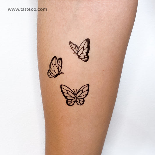 Tatuaje temporal de tres mariposas (juego de 3)