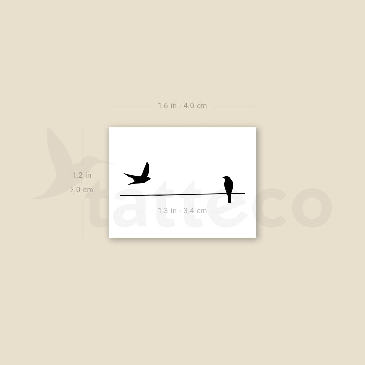 Minimalist Birds On A Wire Temporary Tattoo - Set of 3