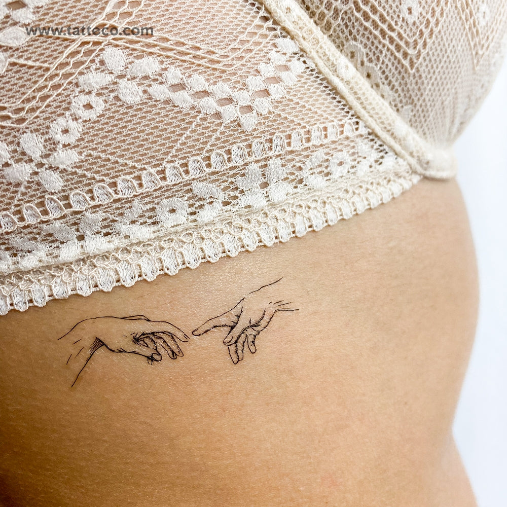 Minimalist Creation of Adam Temporary Tattoo - Set of 3