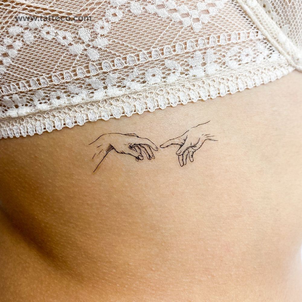 Minimalist Creation of Adam Temporary Tattoo - Set of 3