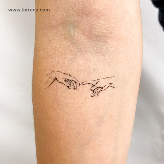 Tatuaje temporal minimalista de la creación de Adán - Juego de 3