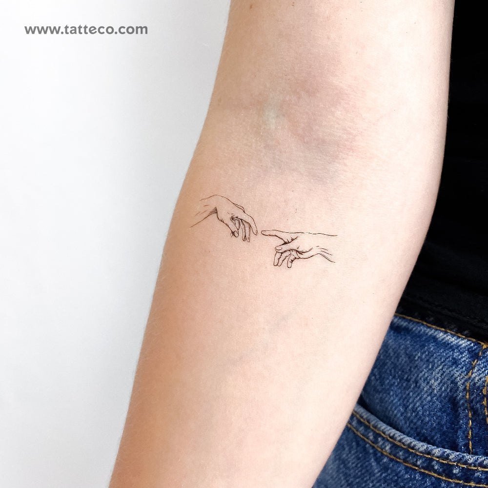 Minimalist Creation of Adam Temporary Tattoo - Set of 3