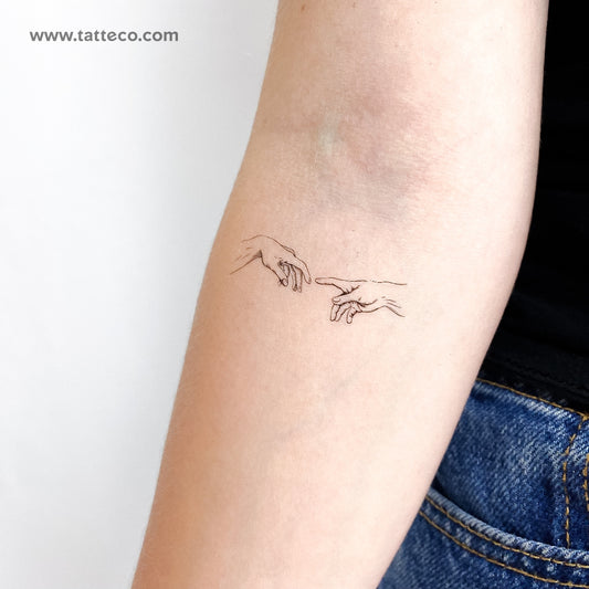 Tatuaje temporal minimalista de la creación de Adán - Juego de 3