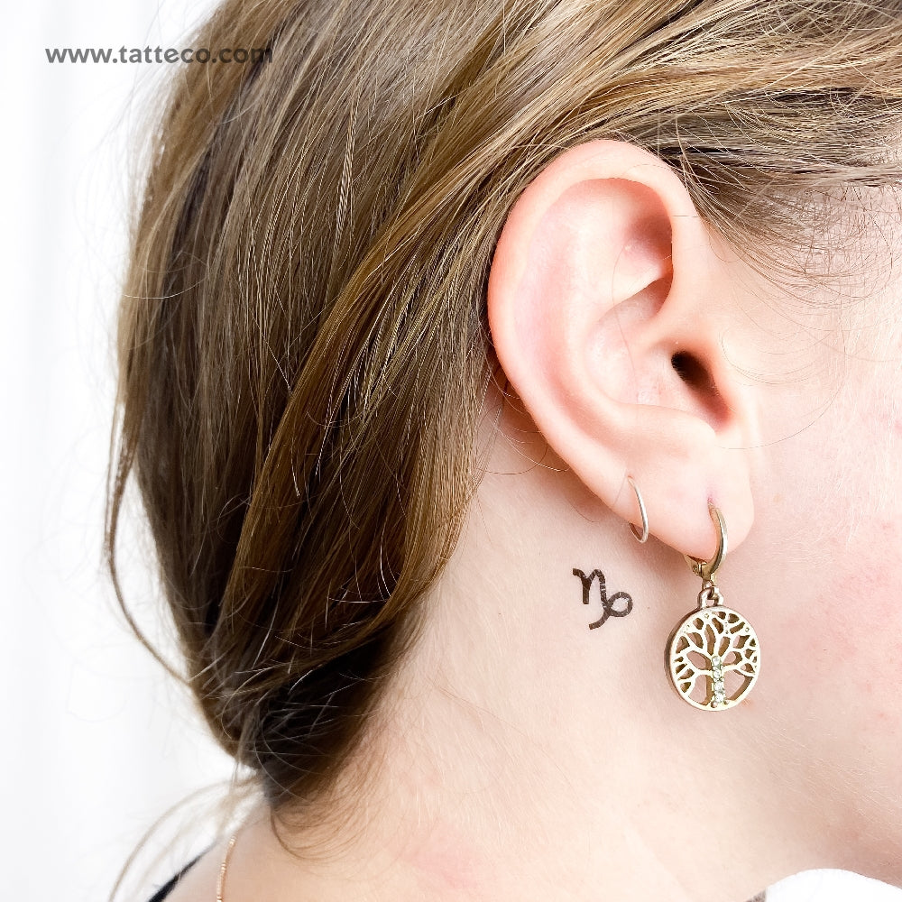 Tatuaje temporal del símbolo del zodiaco Capricornio - Juego de 3