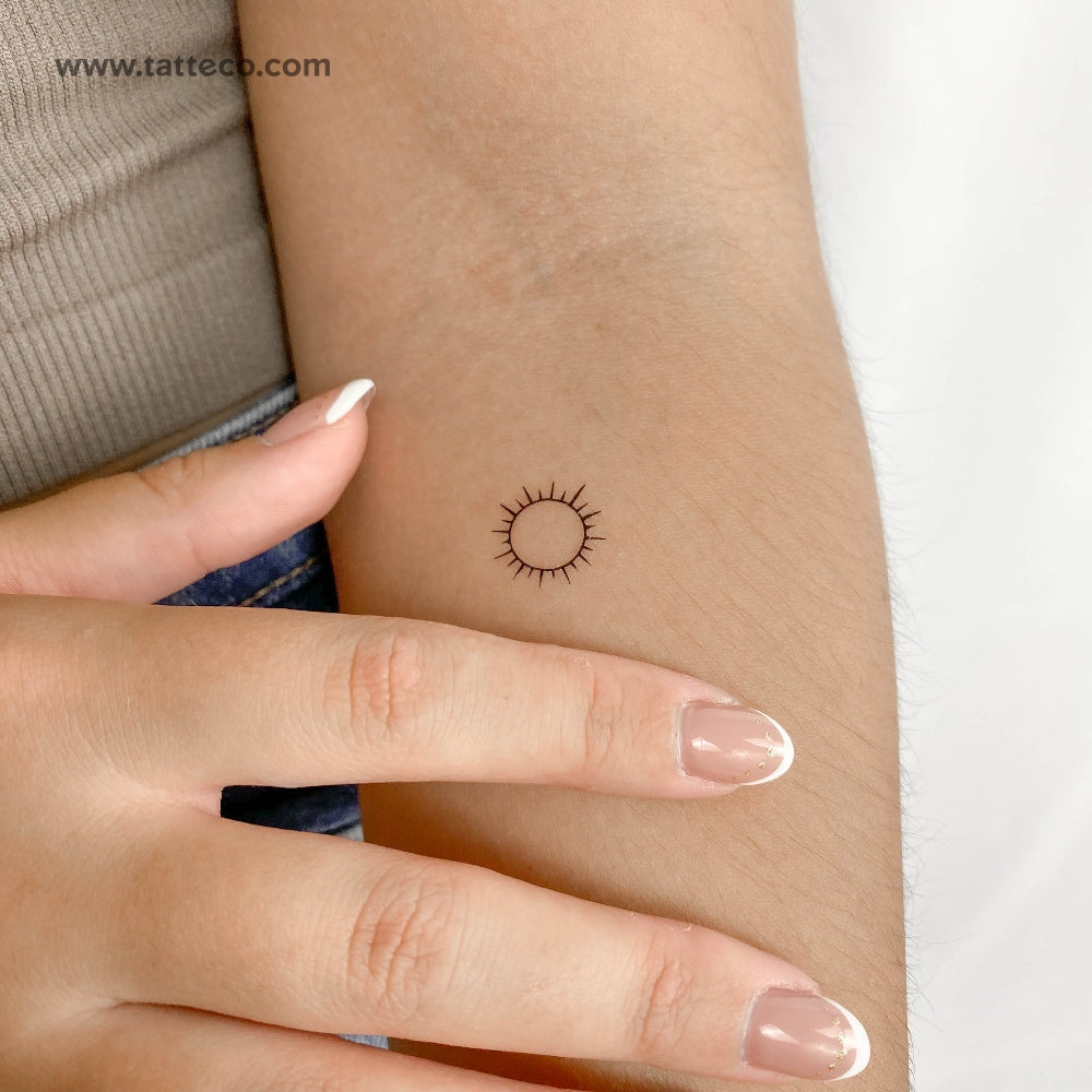 Tiny Sun Tattoos Matching Crescent Sun And Star Temporary Tattoo (Set
