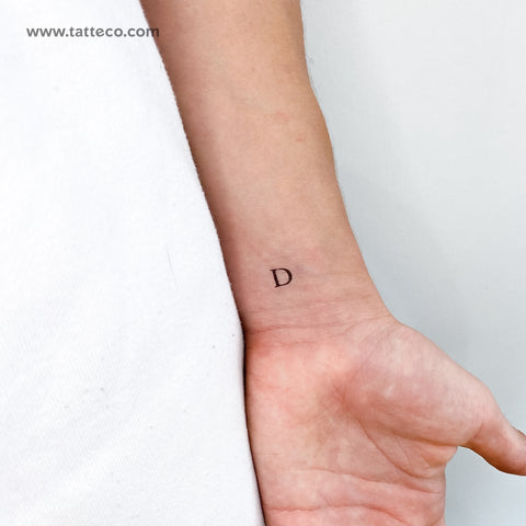 D Serif Capital Letter Temporary Tattoo - Set of 3