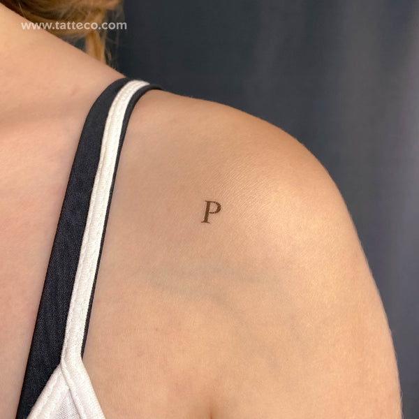 P Serif Capital Letter Temporary Tattoo - Set of 3
