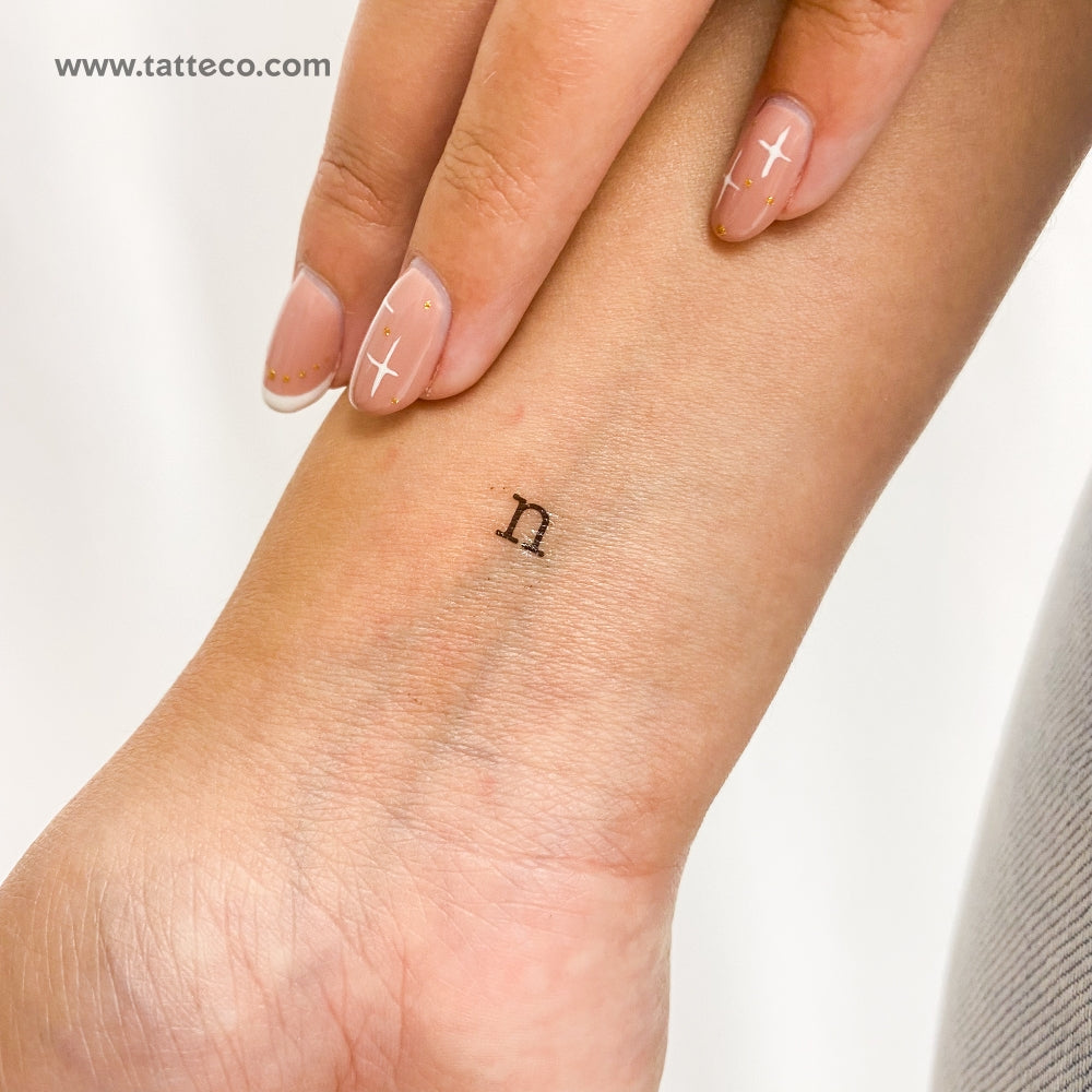 N Lowercase Typewriter Letter Temporary Tattoo - Set of 3
