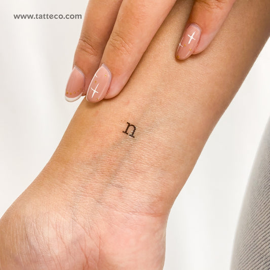 N Lowercase Typewriter Letter Temporary Tattoo - Set of 3