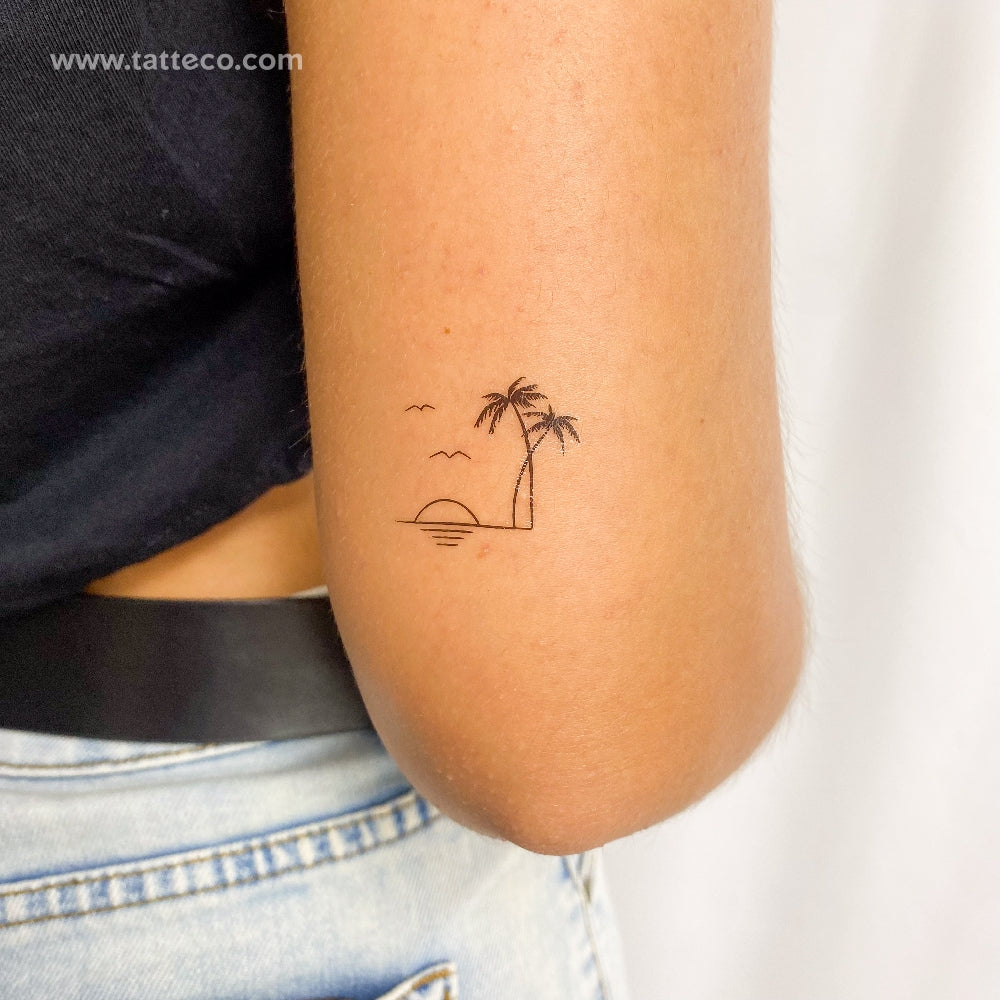 Tropical Sunset Temporary Tattoo - Set of 3