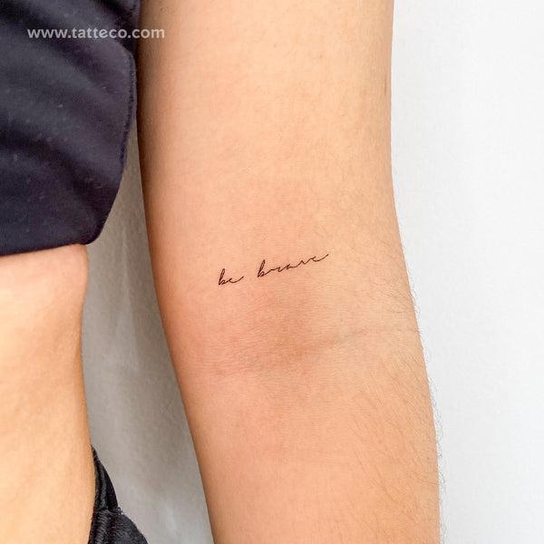 Handwritten Style 'Be Brave' Temporary Tattoo - Set of 3