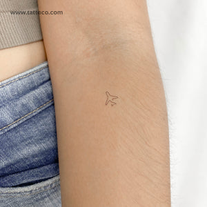 Continuous Line Airplane Temporary Tattoo - Set of 3