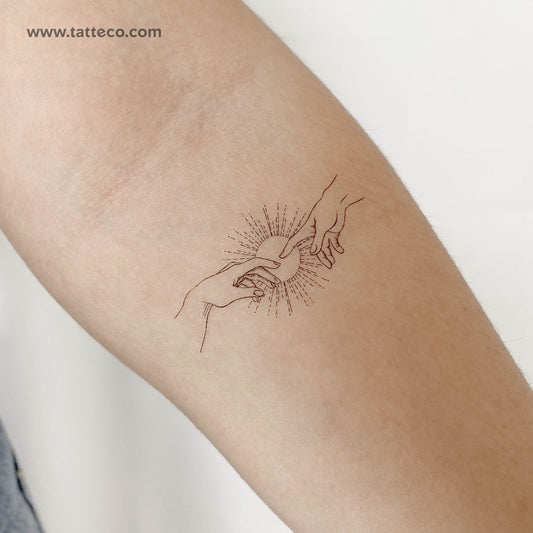 The Creation Hands and Sun Temporary Tattoo - Set of 3
