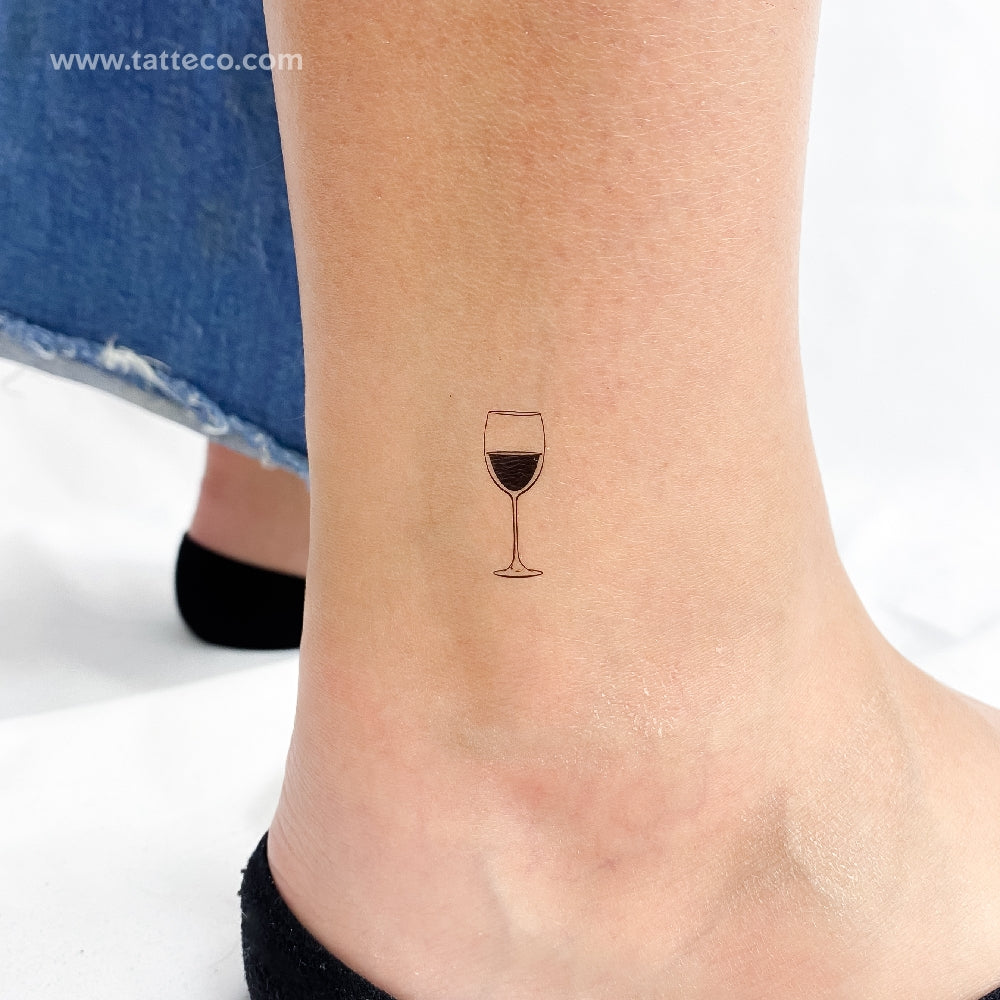Tatuaje temporal de copa de vino - Juego de 3