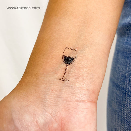 Tatuaje temporal de copa de vino - Juego de 3
