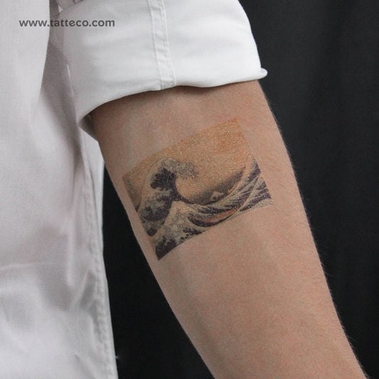 Tatuaje temporal de La gran ola de Kanagawa de Hokusai (juego de 3)