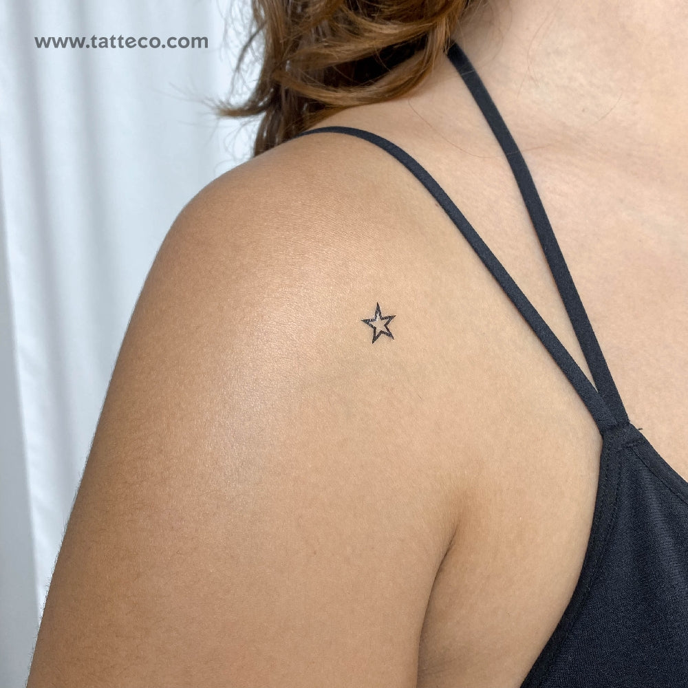 Small Star Outline Temporary Tattoo - Set of 3, image size:1000x1000