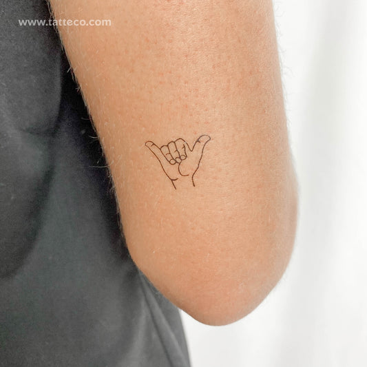 Tatuaje temporal del gesto de la mano Shaka - Juego de 3