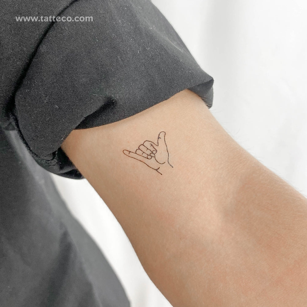 Shaka Hand Gesture Temporary Tattoo - Set of 3