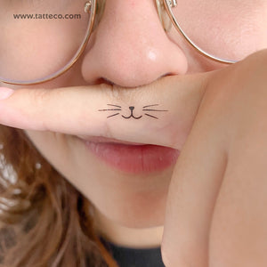 Small Minimalist Cat Whiskers Temporary Tattoo - Set of 3