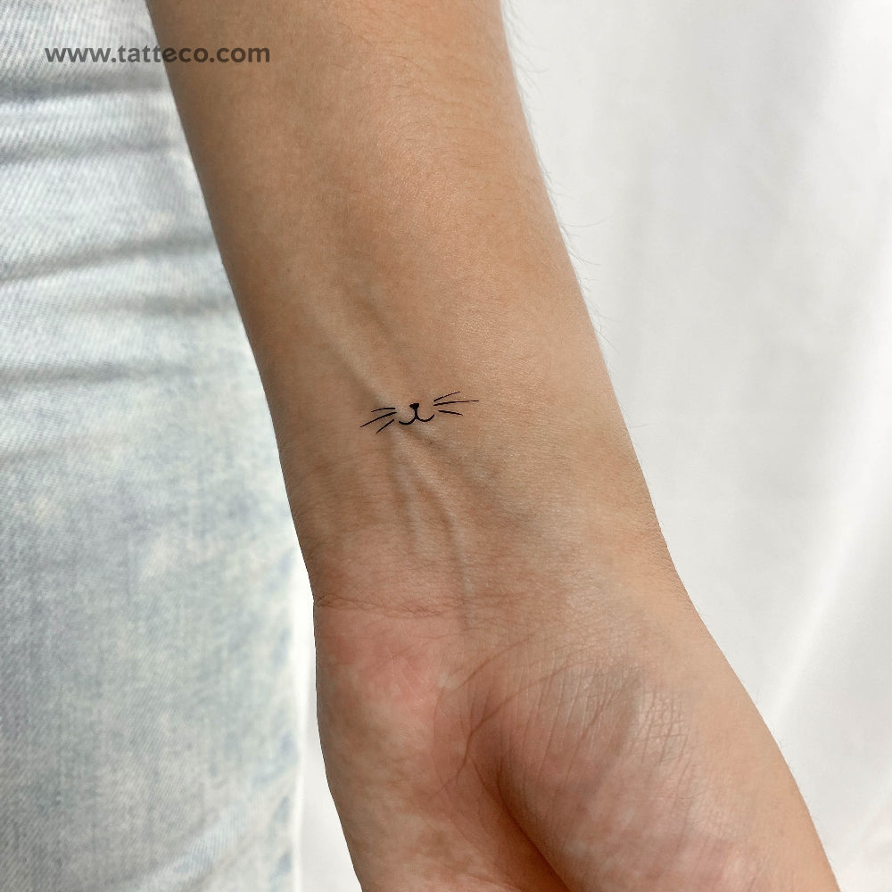 Small Minimalist Cat Whiskers Temporary Tattoo - Set of 3