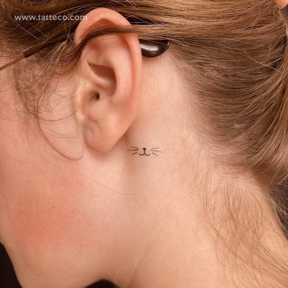 Small Minimalist Cat Whiskers Temporary Tattoo - Set of 3