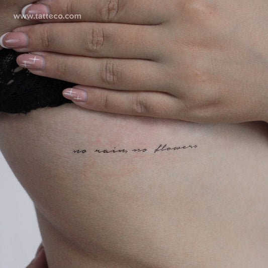 Tatuaje temporal "Sin lluvia, sin flores" - Juego de 3