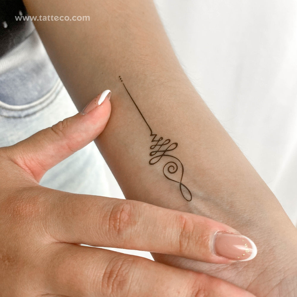 Fine Line Unalome Temporary Tattoo - Set of 3
