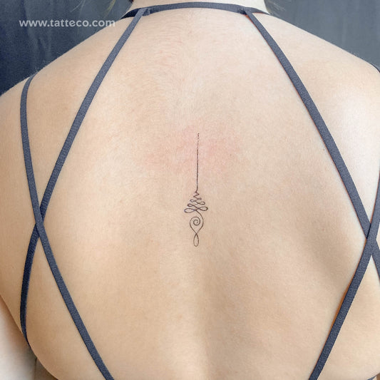 Tatuaje temporal Unalome de línea fina - Juego de 3