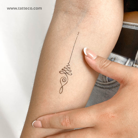 Tatuaje temporal Unalome de línea fina - Juego de 3