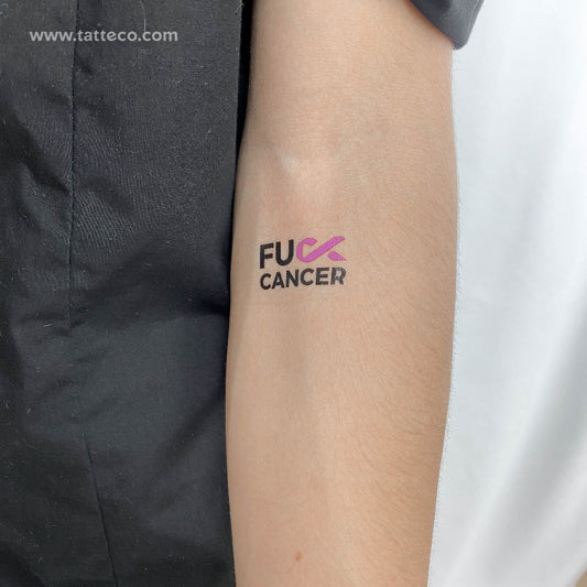 Tatuaje temporal "A la mierda con el cáncer" - Juego de 3