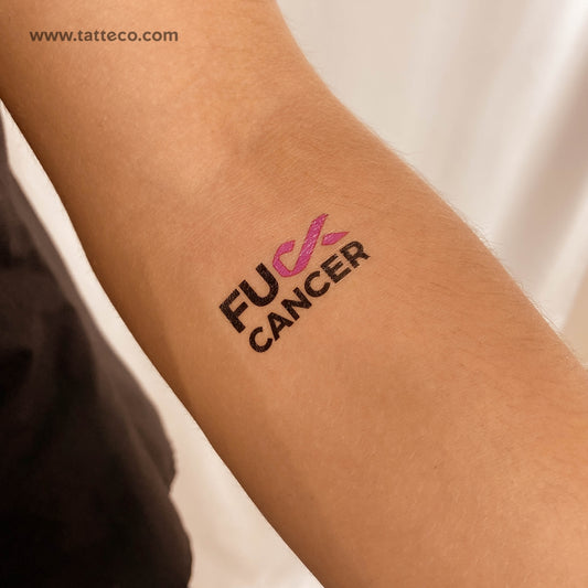 Tatuaje temporal "A la mierda con el cáncer" - Juego de 3