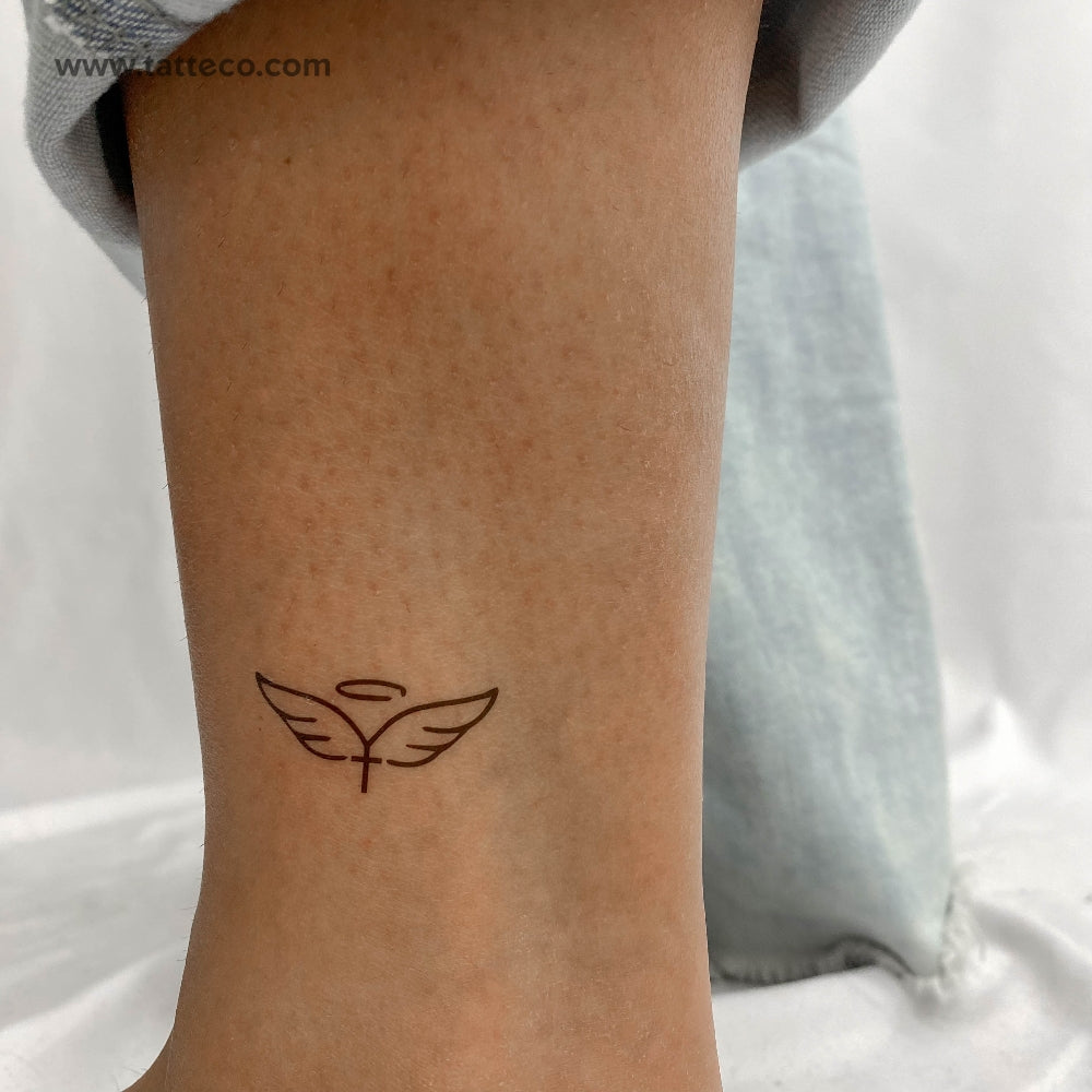 Wings, Cross And Halo Temporary Tattoo - Set of 3